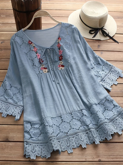 Brielle | Boho Embroidered Blouse