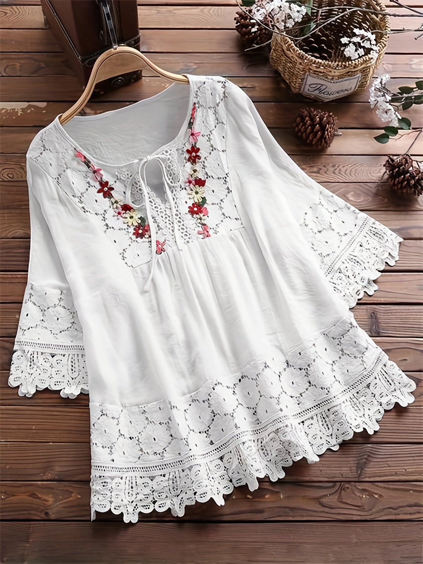 Brielle | Boho Embroidered Blouse