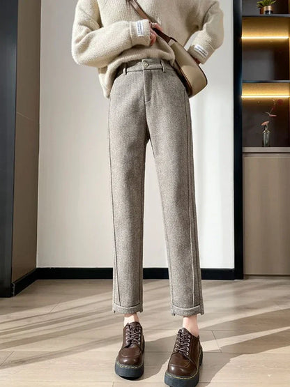 Tia™ | Chic High-Waisted Tweed Trousers