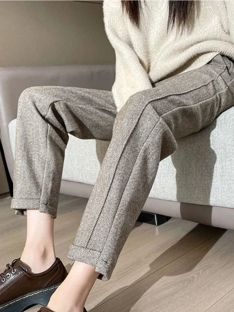 Tia™ | Chic High-Waisted Tweed Trousers