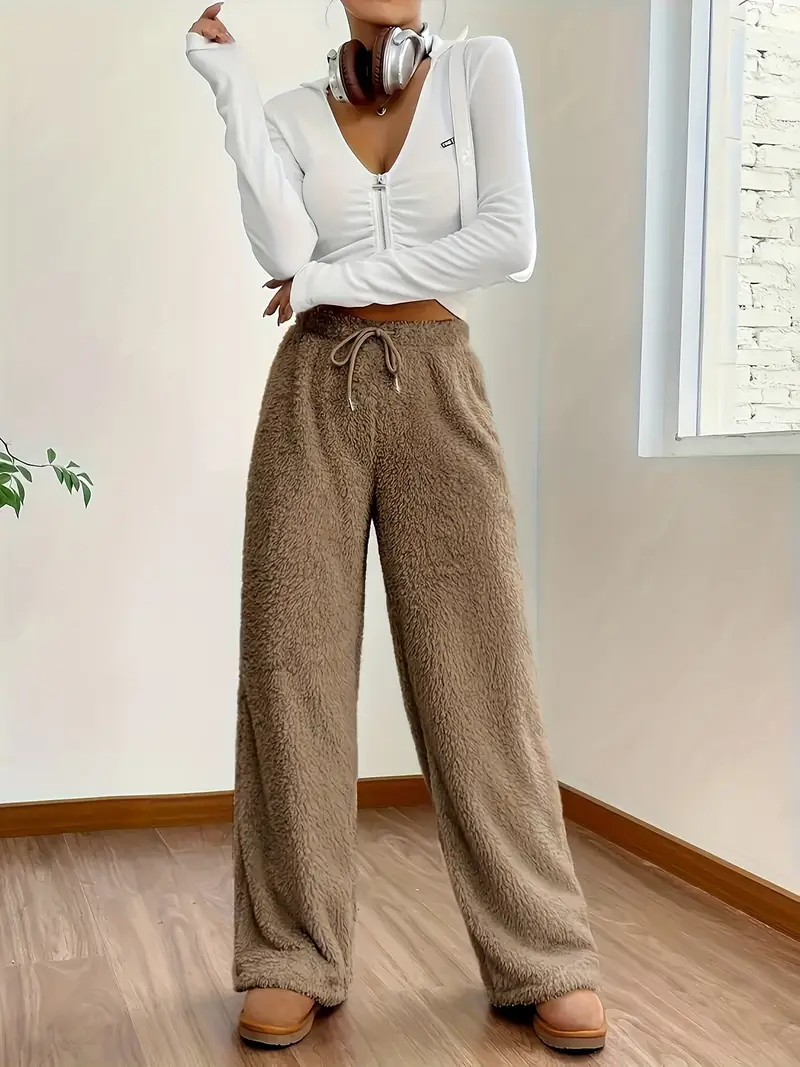 Gini | Cozy High-Waisted Teddy Trousers