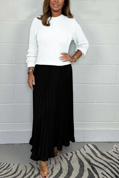 Eva | Long Pullover with Pleated Skirt